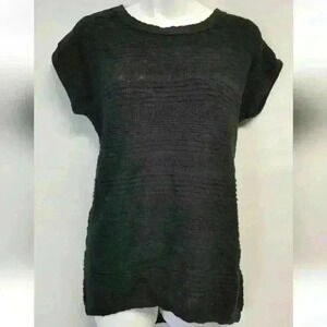 Anthropologie Women's Blk XS textured stitch crew Top